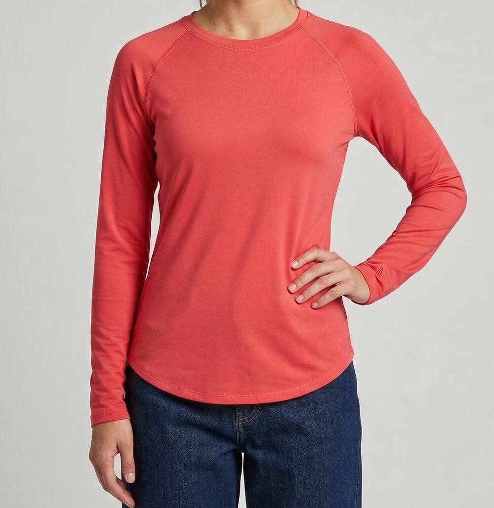 ClimateRight Medium by Cuddl Duds Coral Pink Long Sleeve Top
